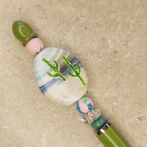 Beaded stylus for ipad and phone ( Cactus green stylus)